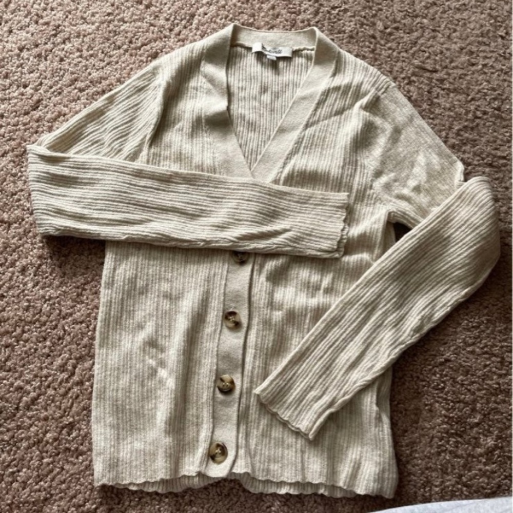 XS Madewell light cream cardigan, like new.